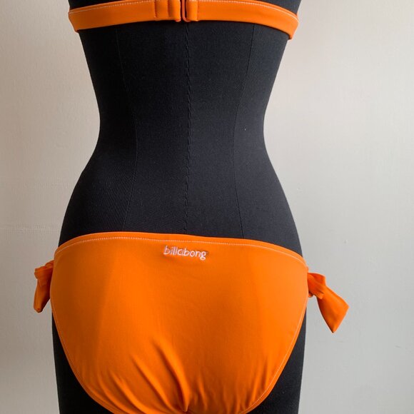 Billabong surf BLUE CRUSH era Vintage bikini solid Orange halter top set RARE - Picture 8 of 8